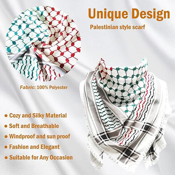 Palestine Scarf Arab Kuffiyeh - Black & White with Tassles